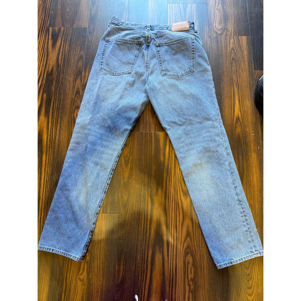 H&M Vintage Fit High Waisted Button Fly Silver Studded Denim Jeans Size 31 - Picture 2 of 11